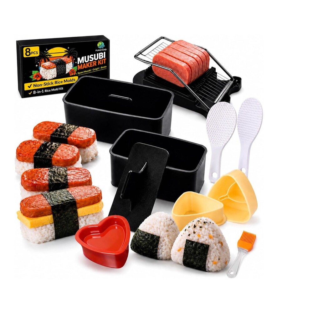 FUNGYAND Musubi Press Mold Kit 8-in-1 Onigiri Rice Mold Sushi Bento Maker